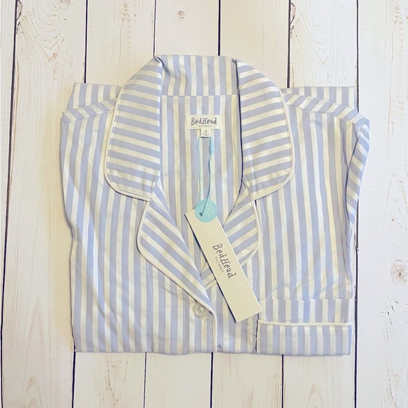 NWT BedHead Pajamas Striped Cotton Shorty Pajama Set. Blue and White. - Picture 6 of 10